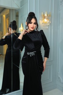 Distinctive velvet evening dress