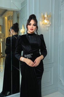 Distinctive velvet evening dress