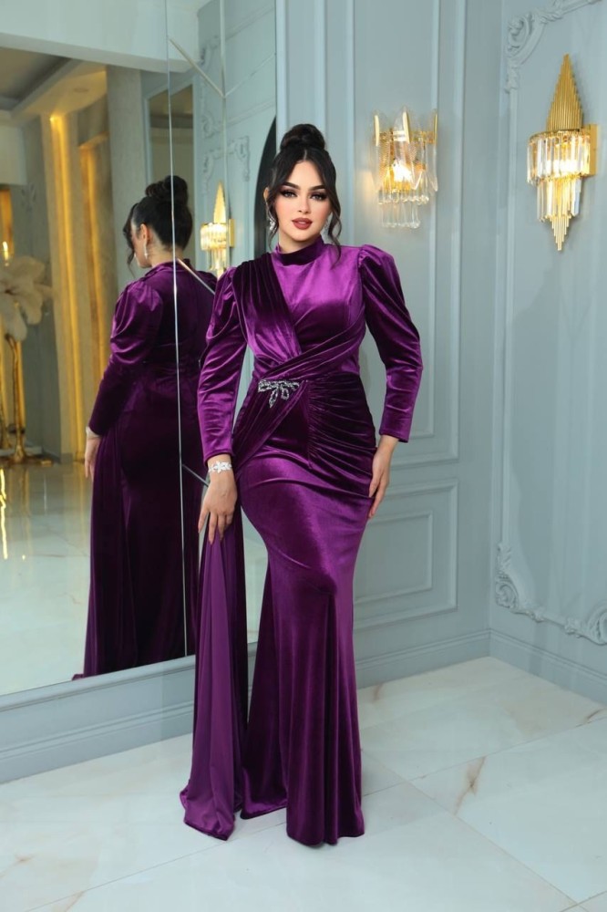 Distinctive velvet evening dress