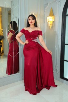 Distinctive silk satin evening dress