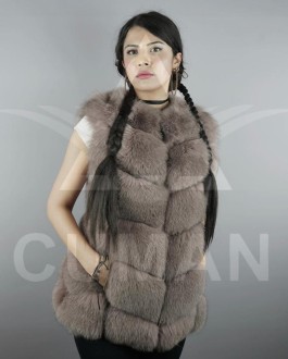 Leather jacket made of natural wolf or fox fur