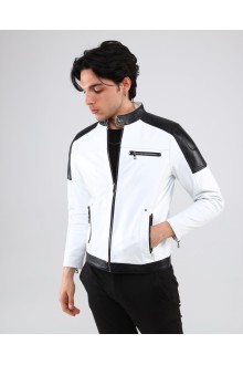 Genuine white leather jacket