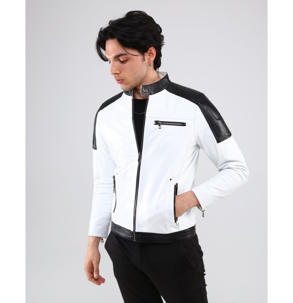 Genuine white leather jacket