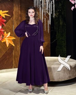 A distinctive winter velvet evening dress