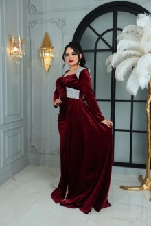 Distinctive royal velvet evening dress