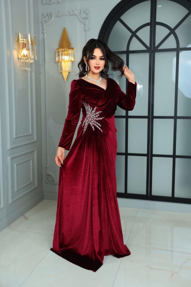 Distinctive velvet evening dress