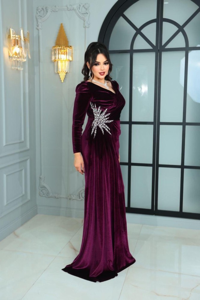 Distinctive velvet evening dress