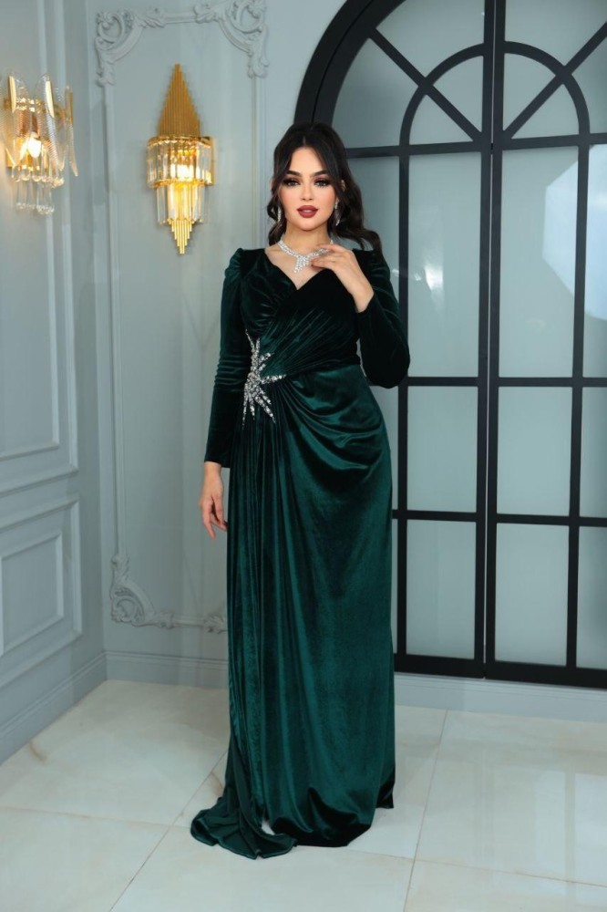 Distinctive velvet evening dress