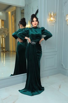 Distinctive velvet evening dress