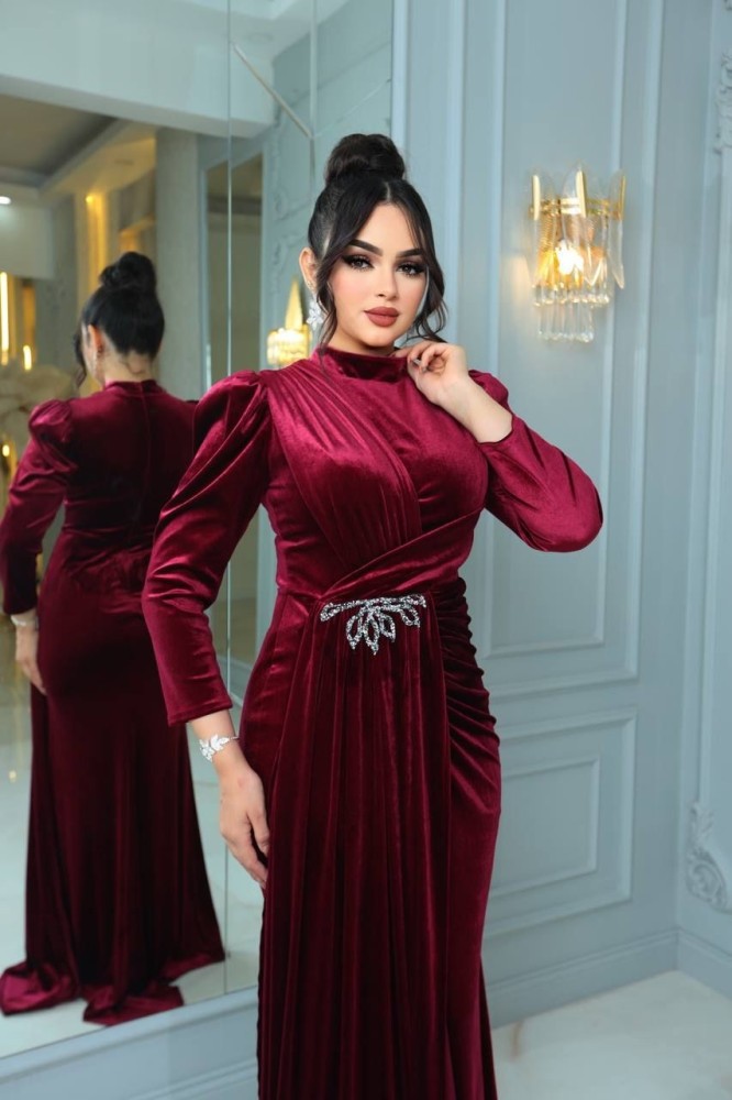 Distinctive velvet evening dress